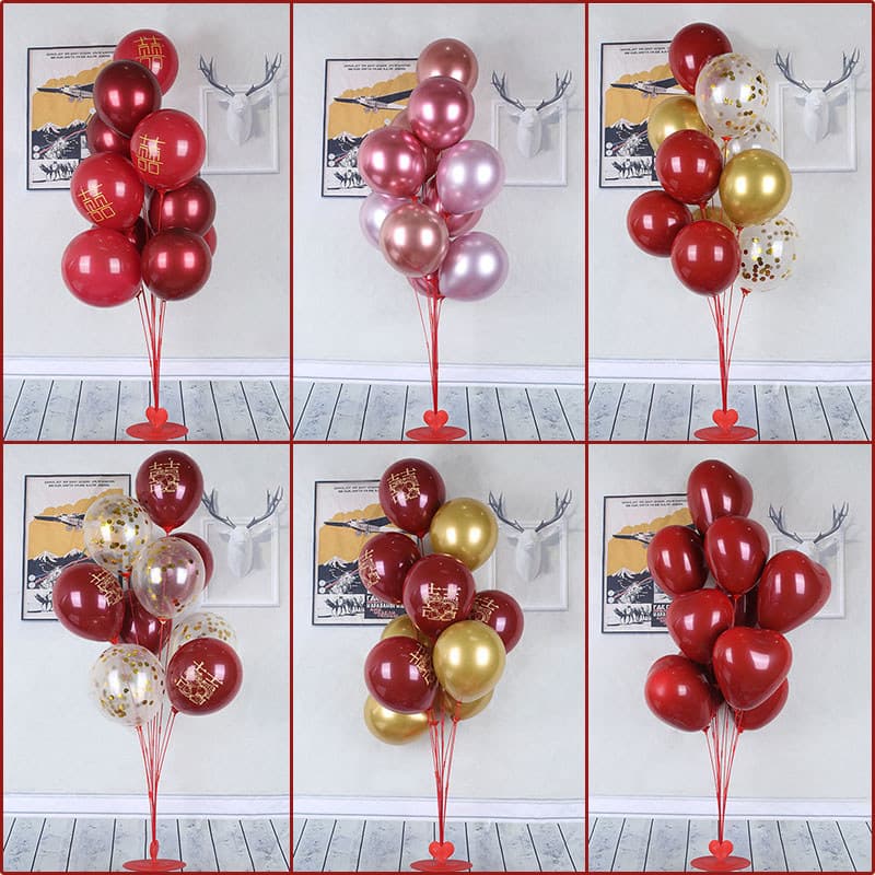 Suporte de balões vermelhos e dourados para decoração de eventos