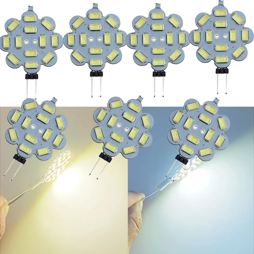 Pacote Com 6 Lâmpadas LED G4 Branco Frio 6000K Equivalente A Lâmpada Halógena De 30W G4 bi-pin 12V AC/DC 2W 12 SMD 5730 
