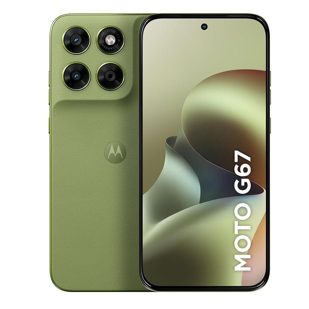 Smartphone Motorola Moto G67 5G verde claro, 128GB, 4GB RAM e câmera 50MP Sony