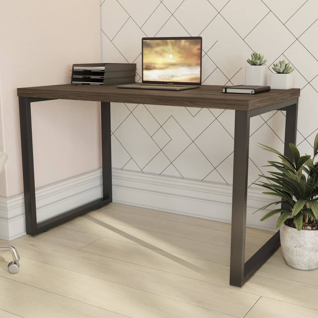 Escrivaninha Mesa Escritório Secretária Office 120cm Industrial Carvalho E Munique Carvalho/Munique