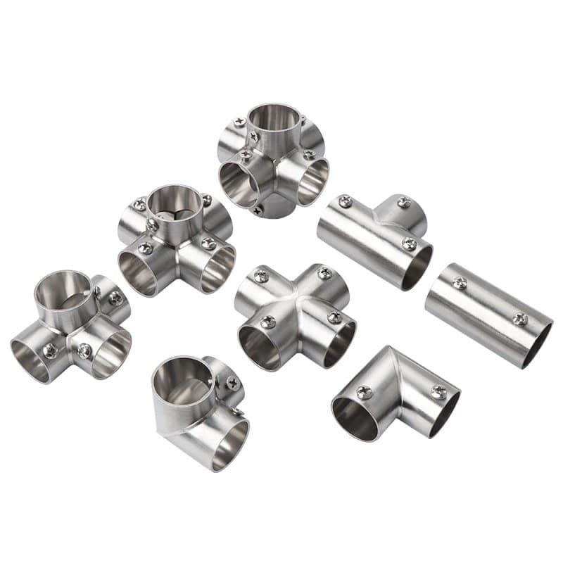 Conector de três vias em aço inoxidável 19mm 25mm 32mm, peça de fixação, conjunto de junta em ângulo reto, suporte de mo