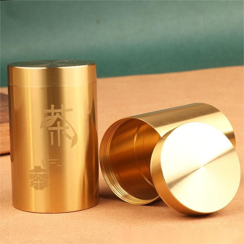 Caddy de chá de bronze cobre caddy portátil viagem conjunto chá cobre armazenamento selado caddy pequeno chá caddy armaz