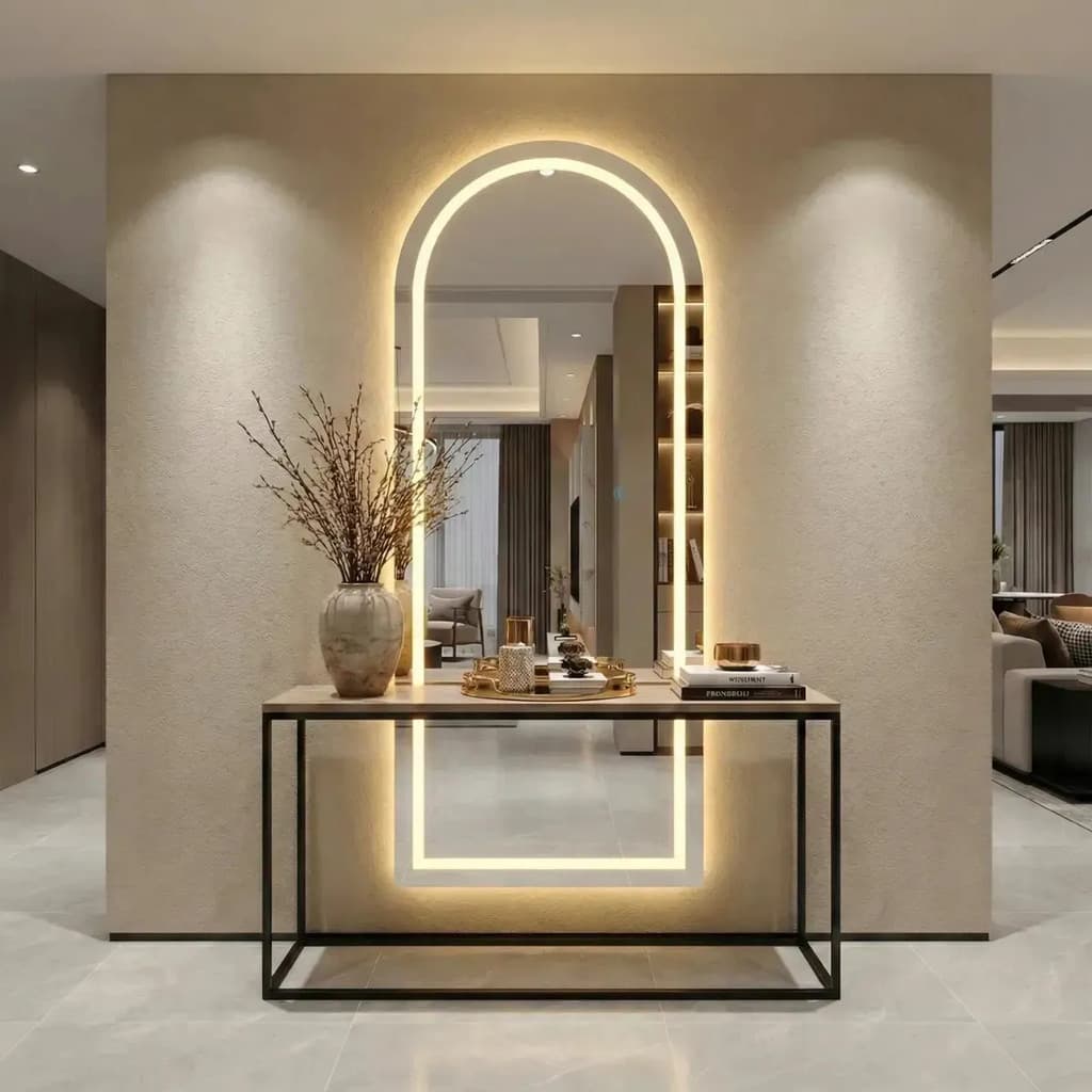 Espelho Lopazzi Arcos 170x70 com LED jateado para hall de entrada