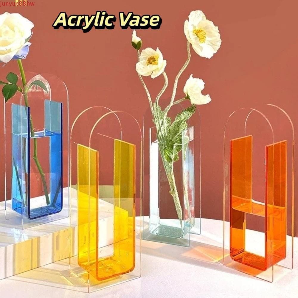 Vaso de acrílico, vaso geométrico transparente, estilo moderno INS, disponível em diversas cores.