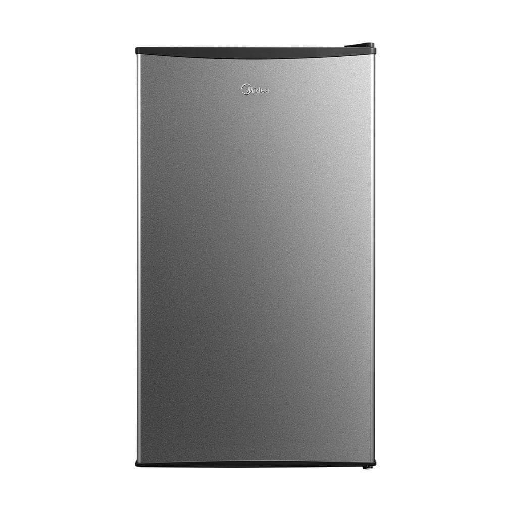 Frigobar 93L Inox Inverter Midea MDRD142FGD503 Bivolt, cor prata, ângulo frontal