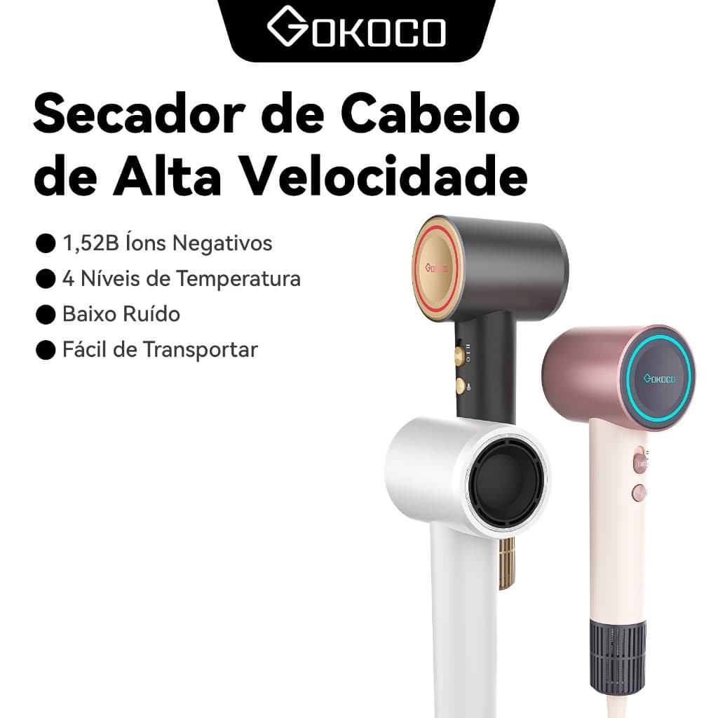 GOKOCO Mini Secador De Cabelo De Íon Negativo Portátil De Alta Velocidade Secagem Rápida De Baixo Ruído