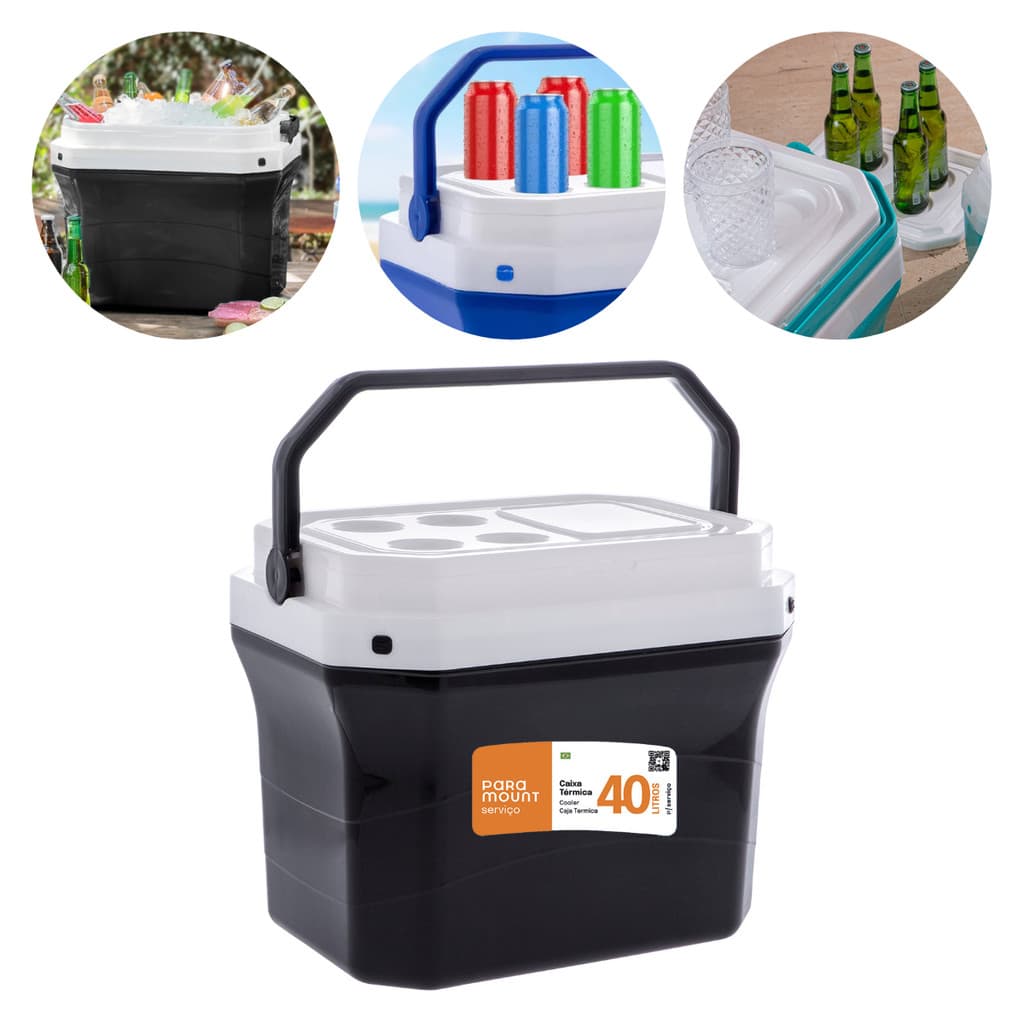 Caixa Térmica 40 Litros Cooler Grande Isolamento Isopor Com Alça Capacidade 60 Latas Bebidas