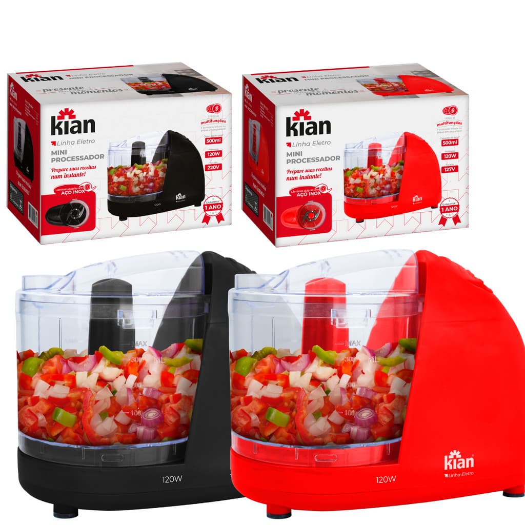 Mini Processador De Alimentos Elétrico Para Alho Cebola 127V E 220V - Kian