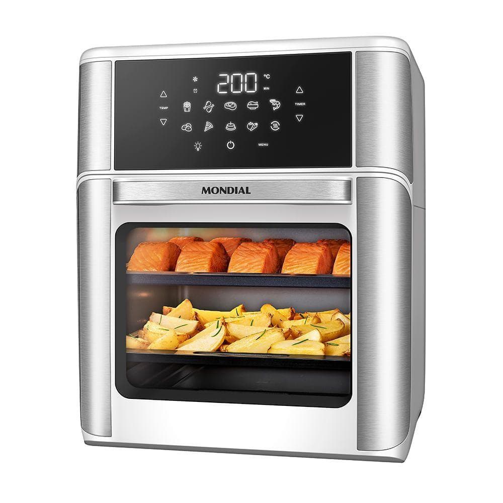 Fritadeira Air Fryer Forno Oven Mondial Branco e Inox 2000W 12L AFON-12L-WI 220V
