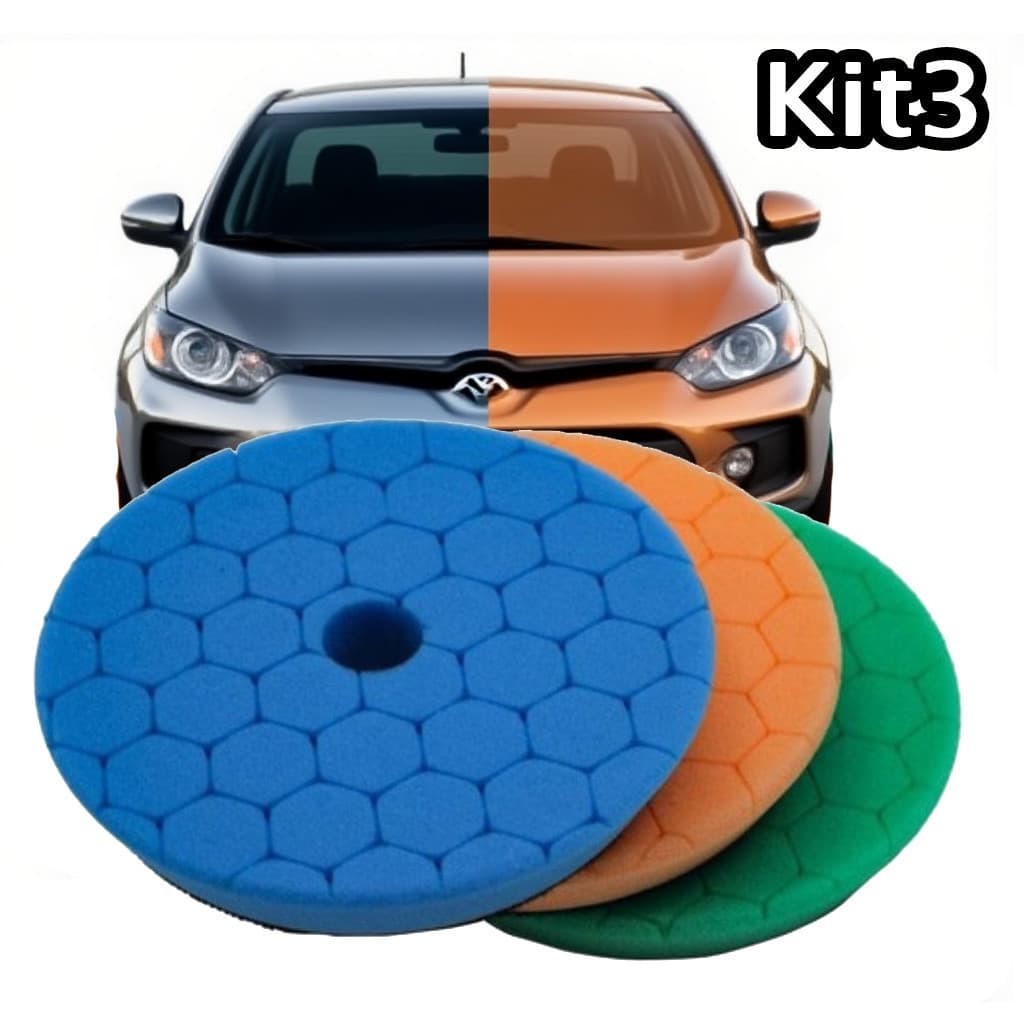 Kit 3 Boinas de Polimento 5 Polegadas Azul Laranja Verde