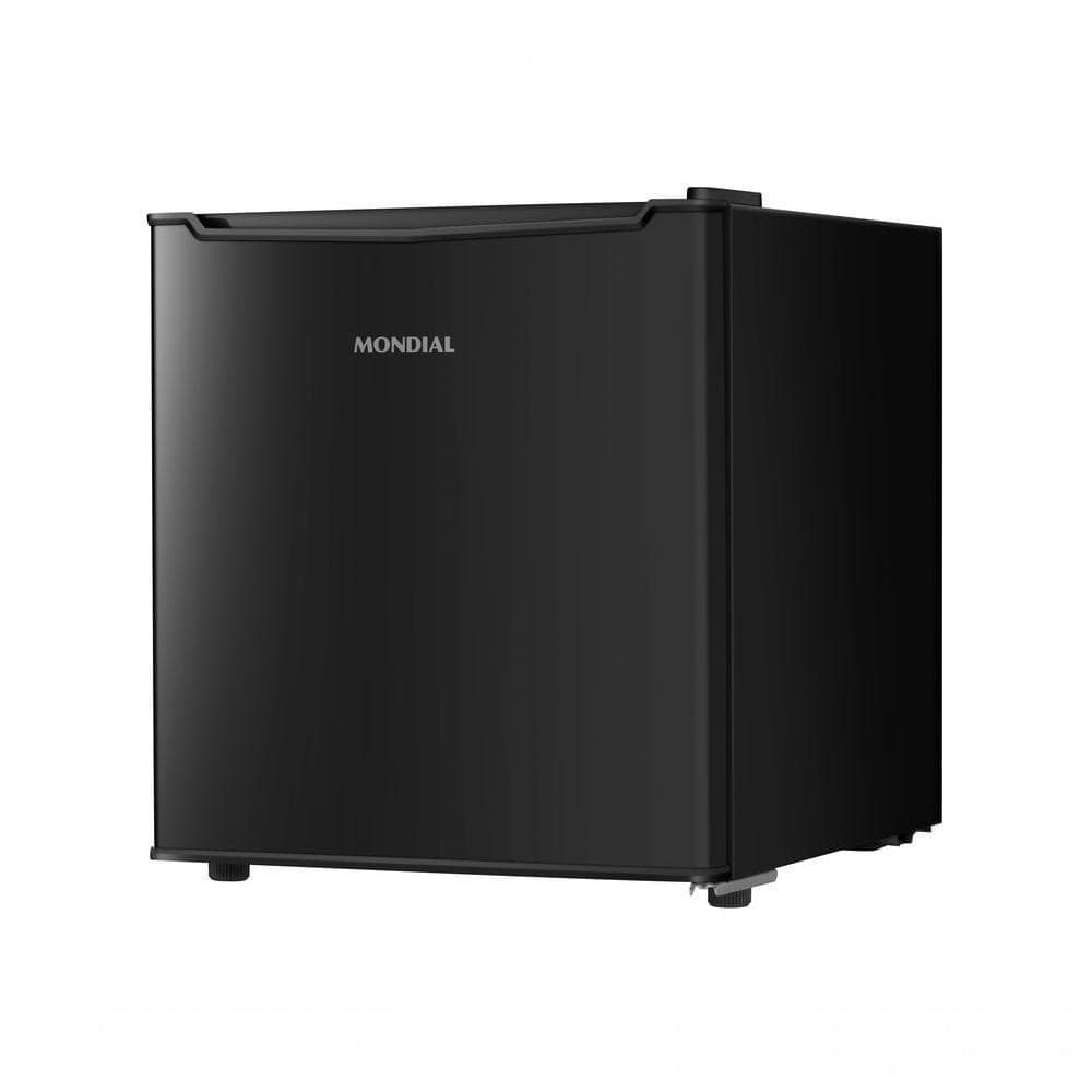 Frigobar Mondial 46L preto com porta reversível, modelo FGB-01-B50 110V.