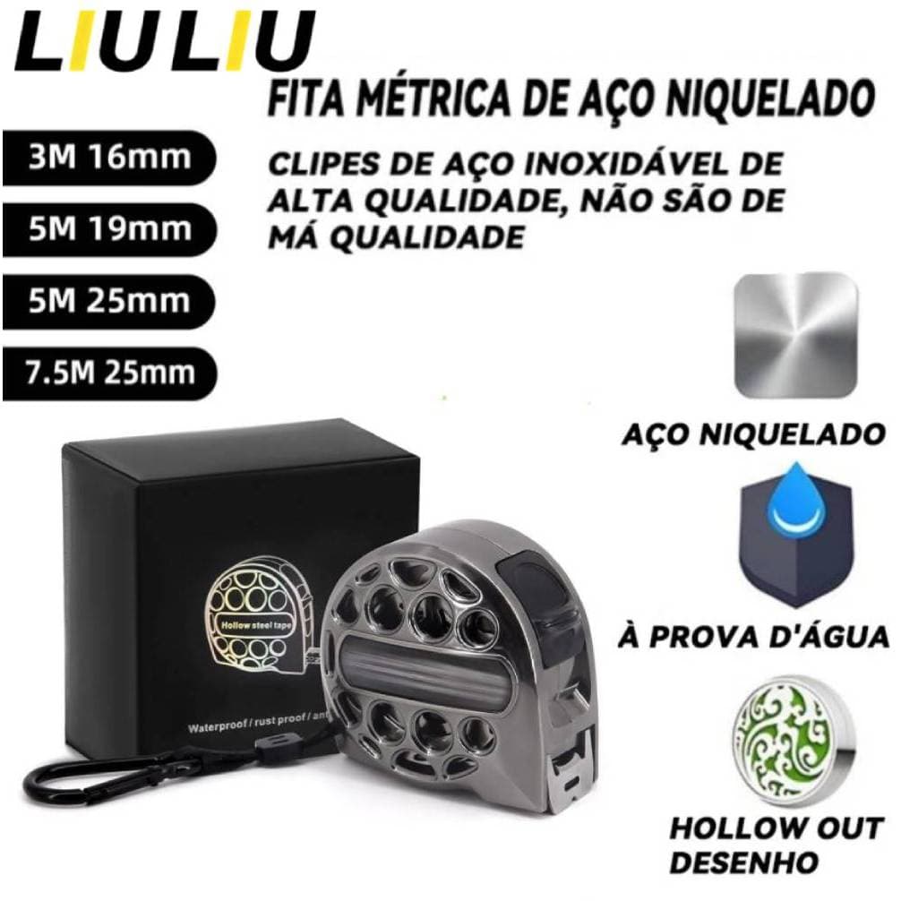 Fita Métrica Profissional Aço Inox 3/5/7,5m – Alta Precisão, Resistente à Água, Antiferrugem, Medição Construção,