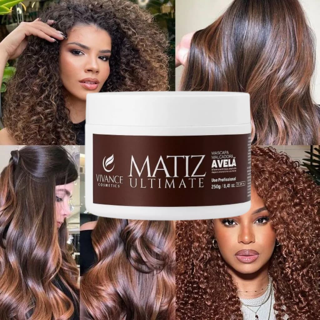 MASCARA TONALIZANTE MATIZADORA MATIZ ULTIMATE COR AVELÃ 250G CABELOS CHOCOLATE VIVANCE COSMETICS