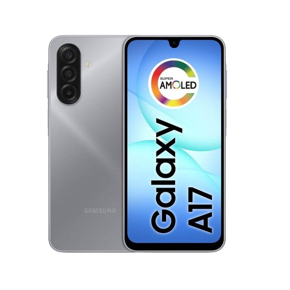 Smartphone Samsung Galaxy A17 4G 128GB 4GB RAM cinza com câmera traseira e tela AMOLED