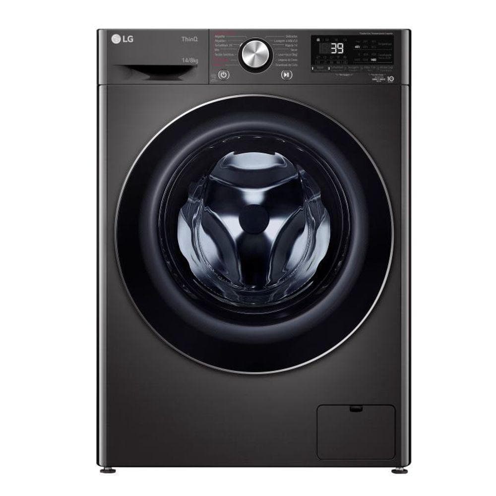 Máquina de lavar e secar roupa LG VC2 14kg preta com tecnologia AIDDTM