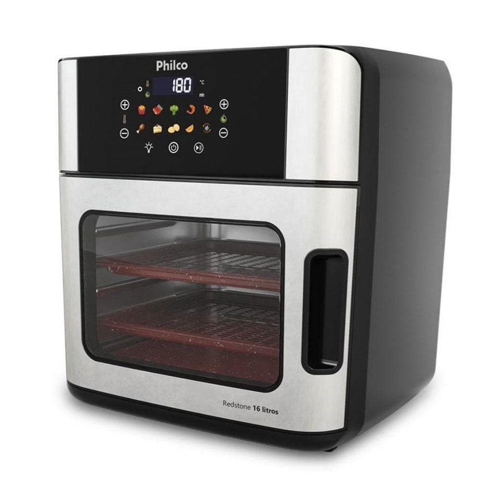 Fritadeira Air Fryer Philco 4 Em 1 Painel Digital Preto 16L Inox
