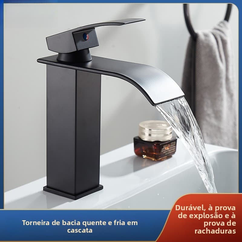 Torneira Para Banheiro Inox Metal Bancada Bica Alta P/Luxo Torneira Fria Simples Para Pia Lavatório-Prateado