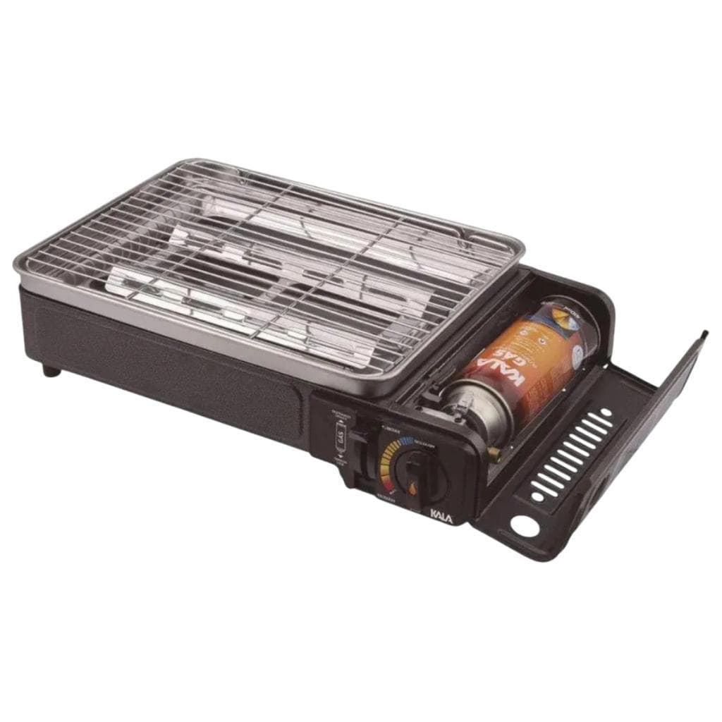 Fogareiro a gás gourmet 3x1 camping portátil com grelha em aço inoxidável