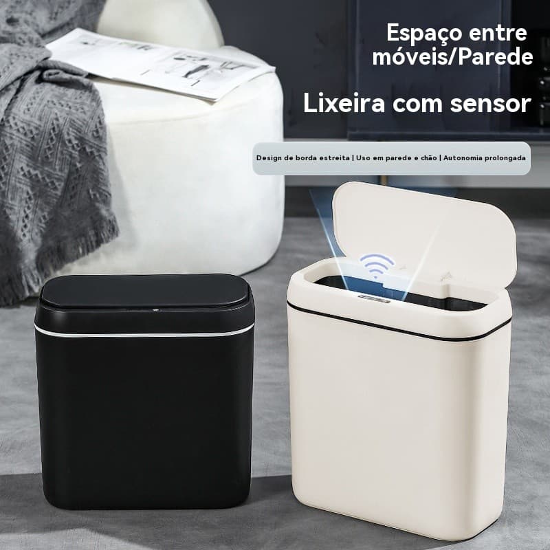 Lixeira Inteligente para Uso Doméstico, Sensação de Alta Qualidade, Lixeira para Cozinha e Banheiro com Tampa, Lixeira c