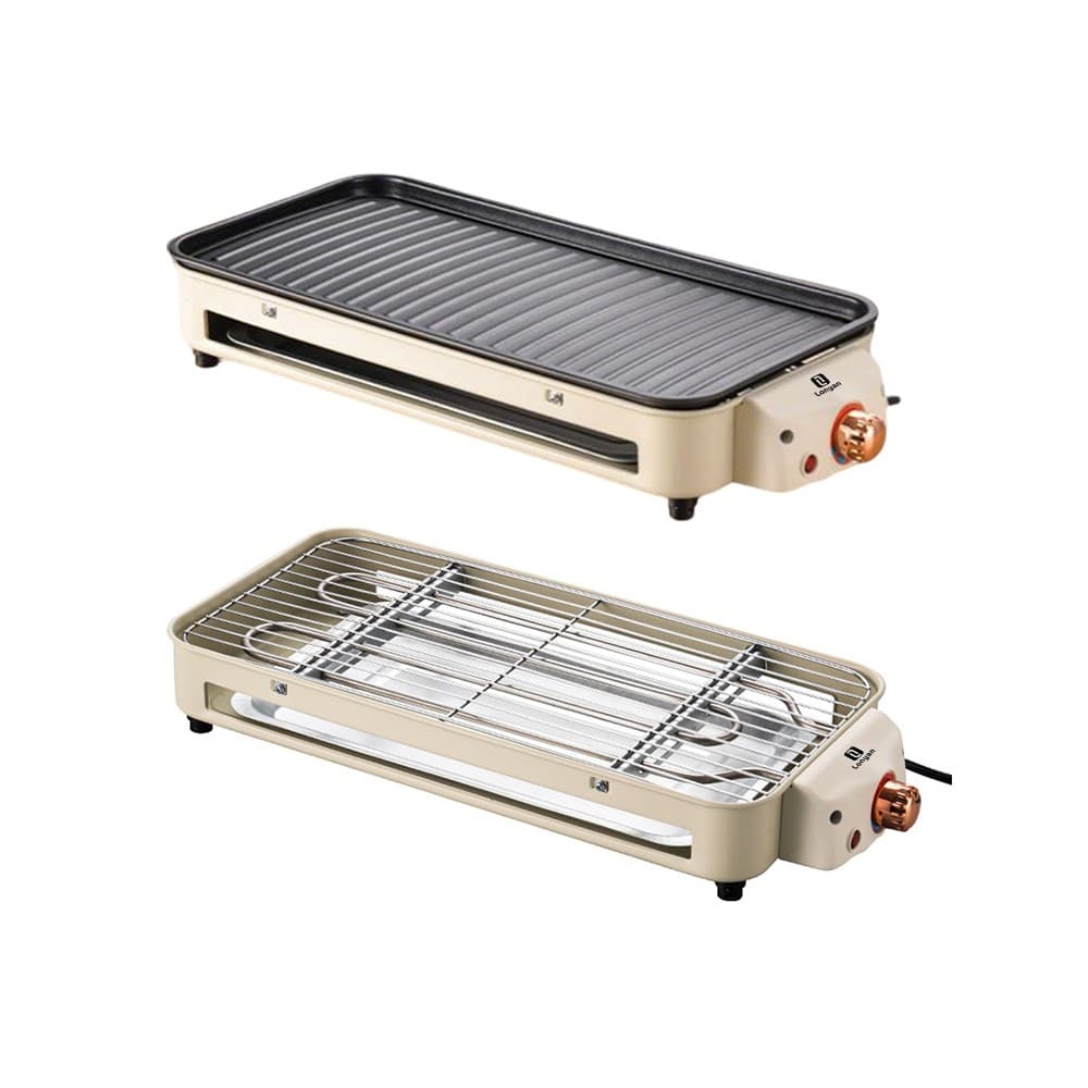 Churrasqueira elétrica 1500W 220V 127V 110V, multifuncional, portátil, sem fumaça, antiaderente para casa