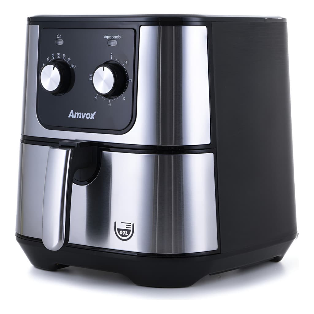 Fritadeira Elétrica 7 Litros Air Fryer Amvox ARF 1255 M 1700W Inox Aviso Painel Analógico 110V