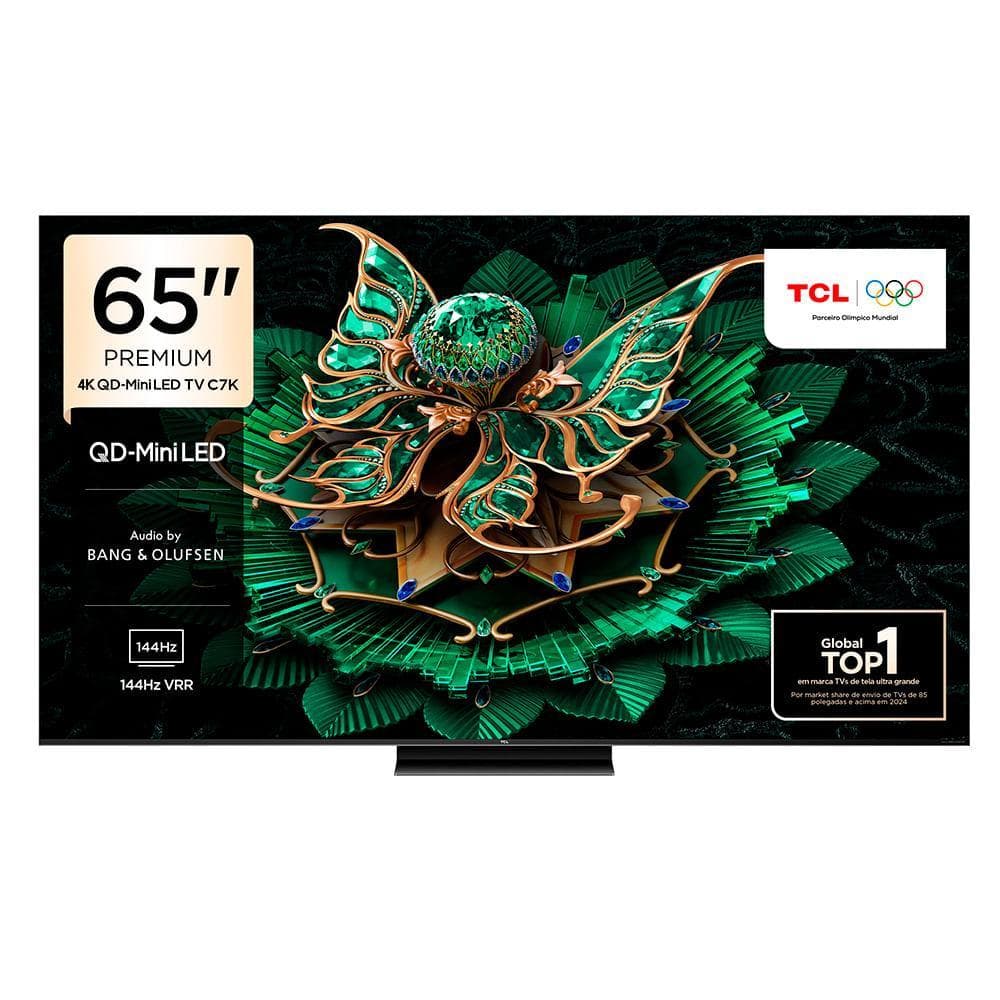 Smart TV TCL QD-Mini LED 4K 65 Polegadas com Google Assistente, Dolby Vision IQ e Wi-Fi - 65C7K
