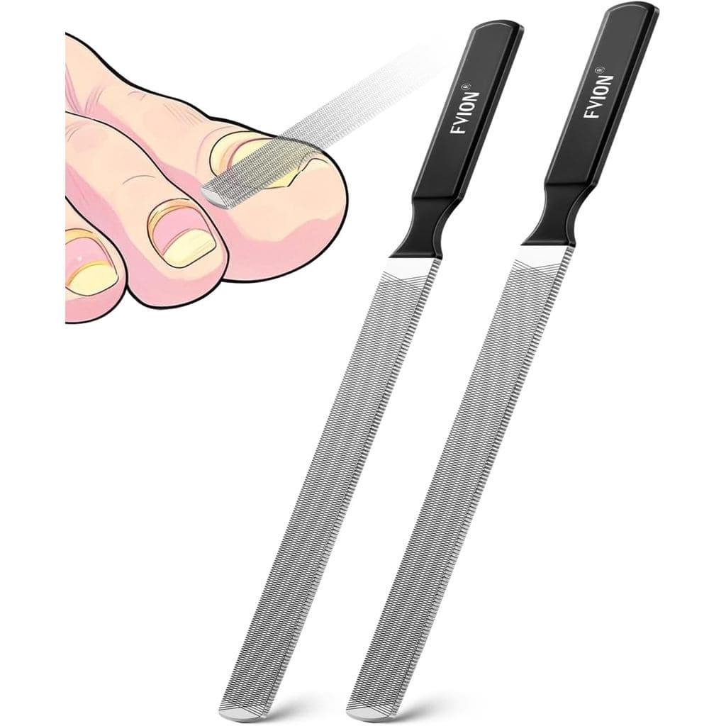 FVION 2 PCS Lixa de Unha Longa de Aço Inoxidável de Dupla Face para Unhas Grossas - Lixa de Unha Profissional, Ferrament