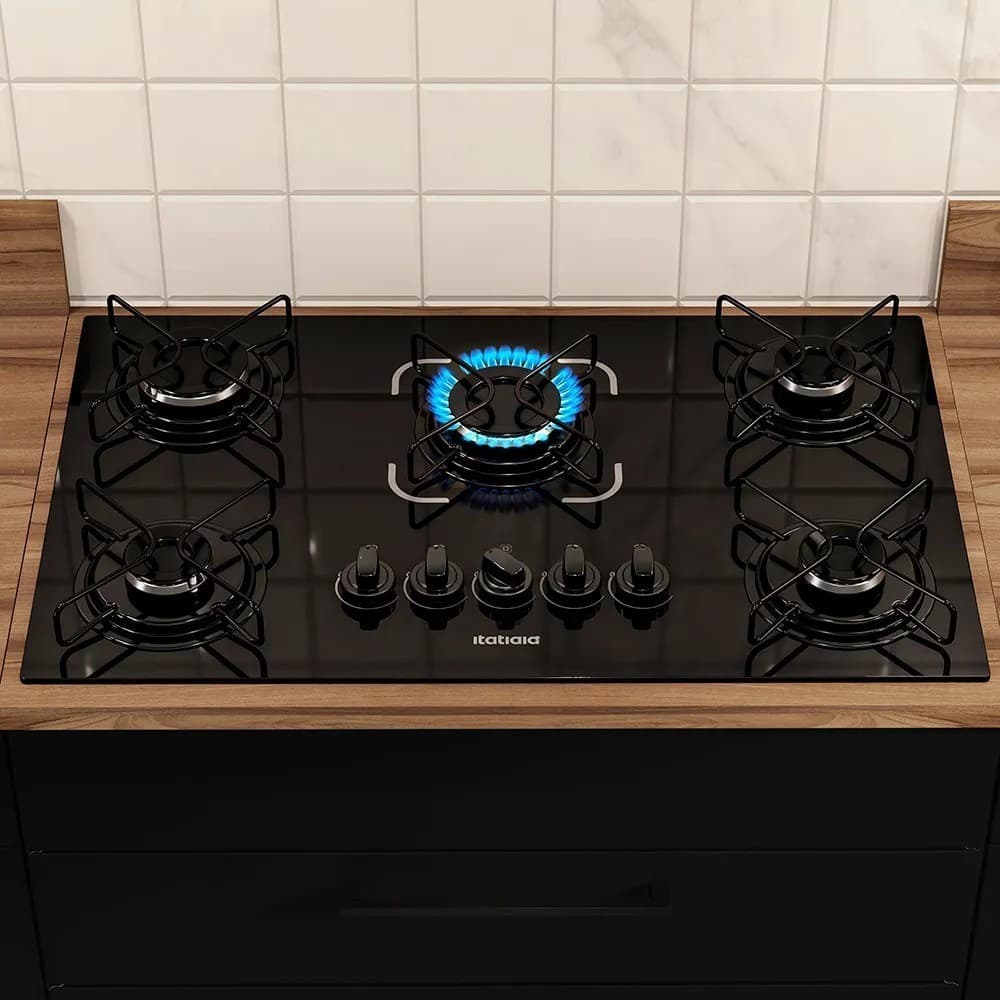 Cooktop Itatiaia 5 Bocas com Tampo de Vidro Temperado – Potência e Estilo na Sua Cozinha
