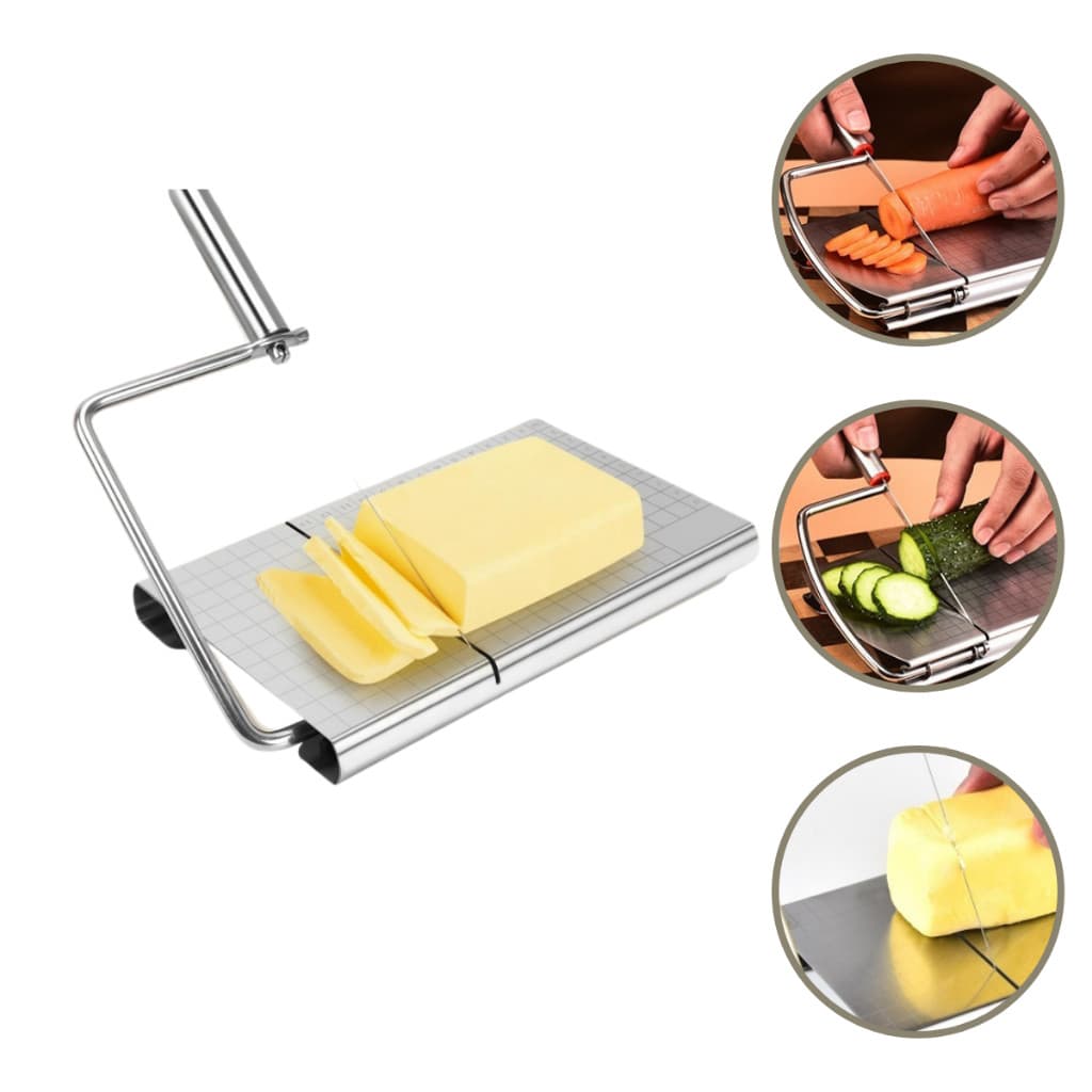 Fatiador e Cortador de Queijo Manual com Fio de Aço Inox Ajustável | Ideal para Frios, Presunto e Pães