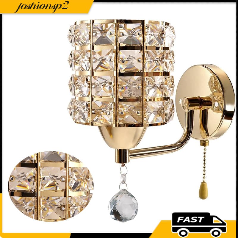 Arandela de parede de cristal moderna e luxuosa em ouro