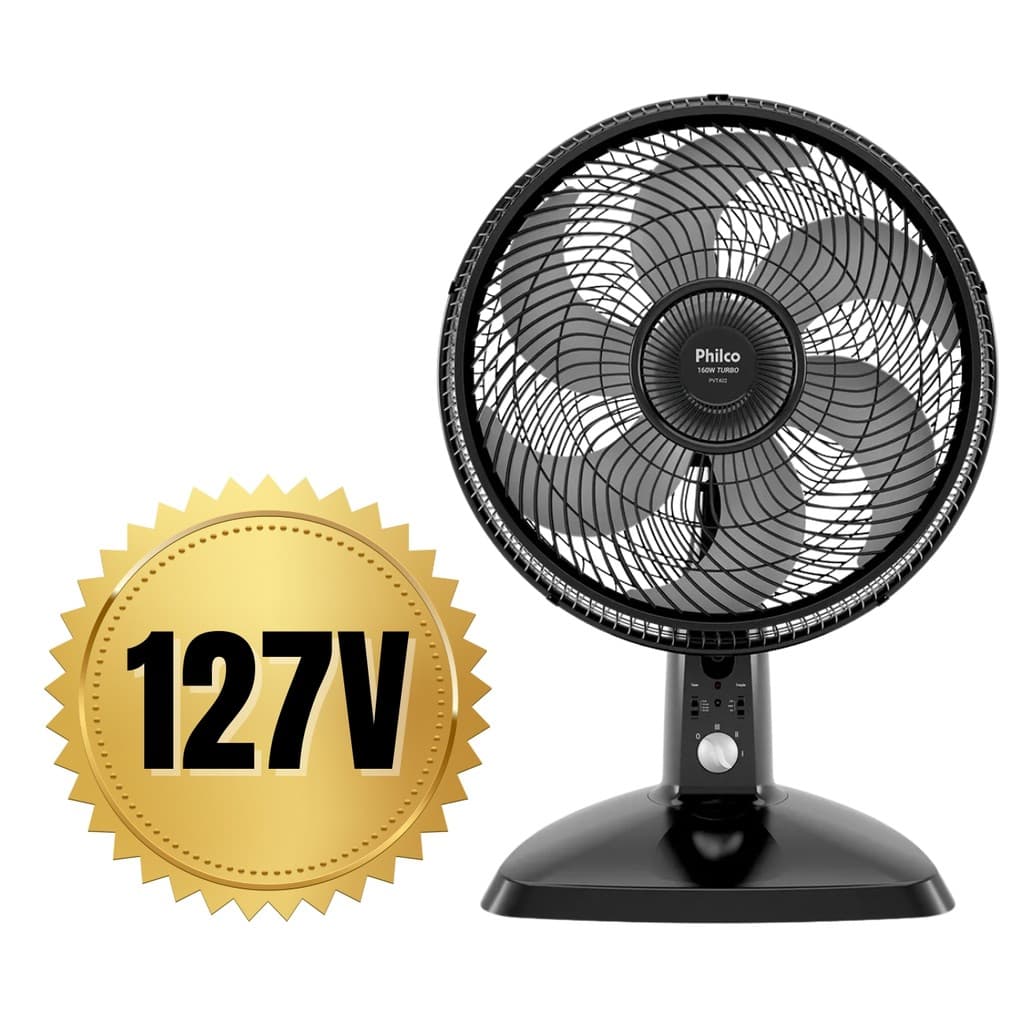 Ventilador Philco PVT402 Maxx Func. Repelente 160W 6Pás 127V, preto, frontal