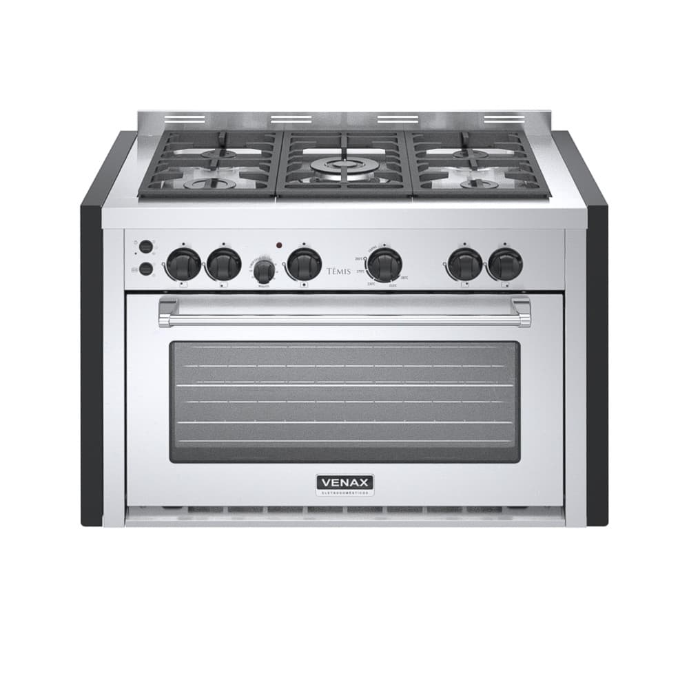 Fogão de Embutir 5 Bocas Venax Temis Inox com Forno