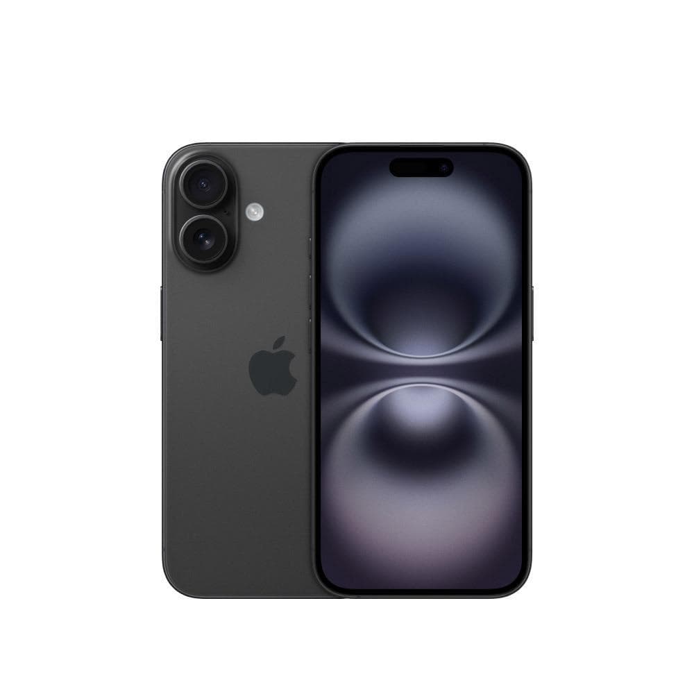 iPhone 16 128GB Preto, visão traseira com câmeras duplas e logo da Apple