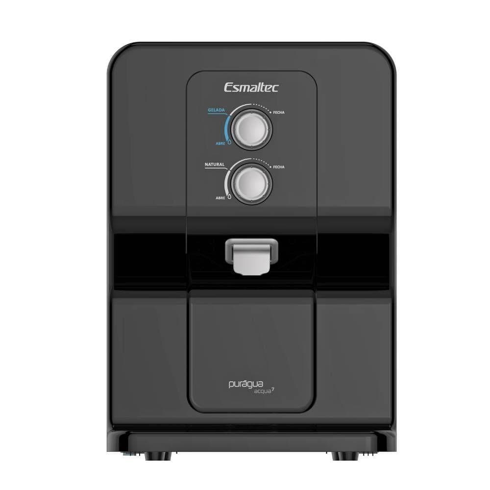 Purificador de Água Esmaltec Acqua7 Preto 127V em ângulo frontal