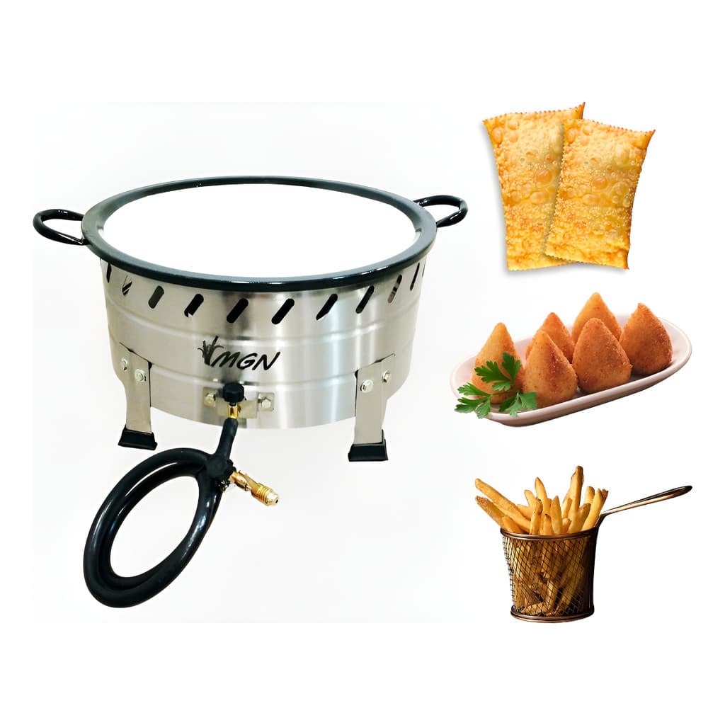 Fritador Industrial Tacho N.18 Aço Inox A Gás 10l Pastel - Fritador Inox Mesa