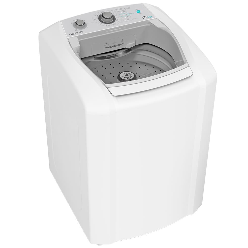 Máquina de lavar Colormaq LCA15 15 kg branca com porta aberta