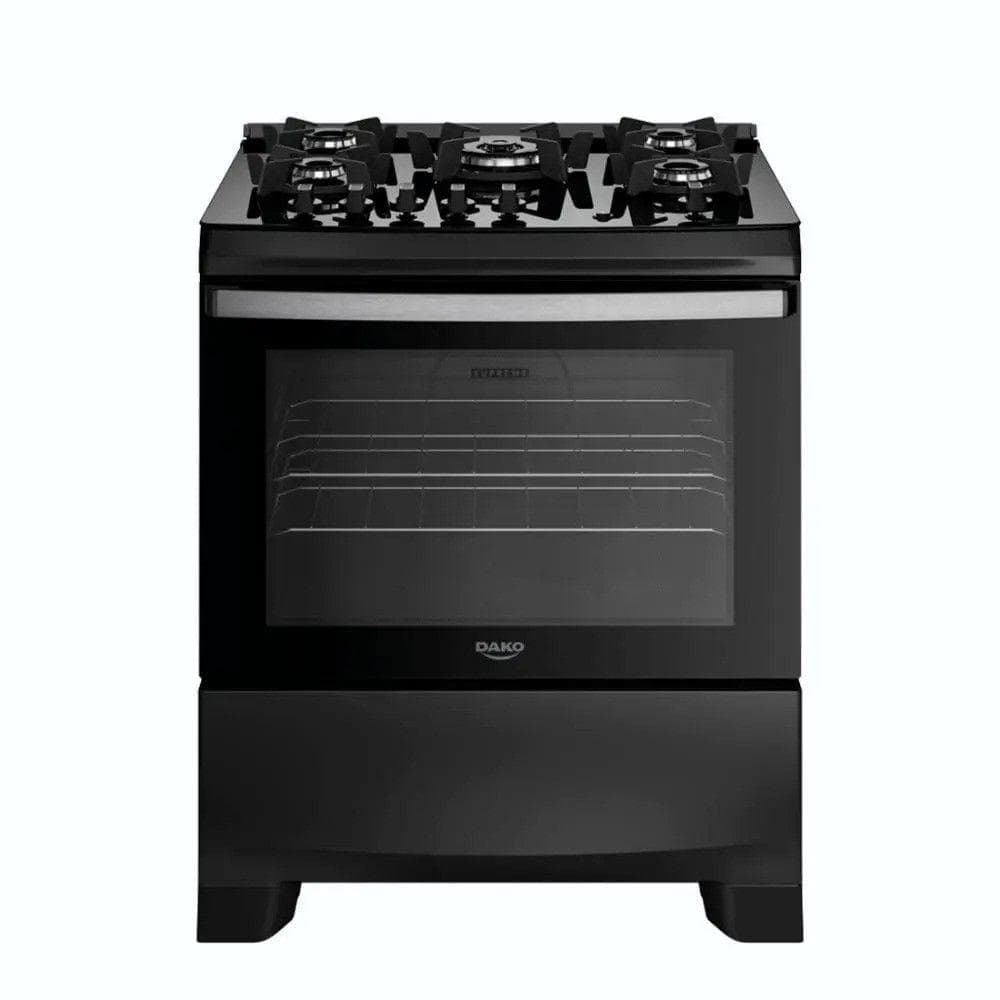 Fogão 5 Bocas Supreme Glass Com Acend Automático Dako Preto Bivolt