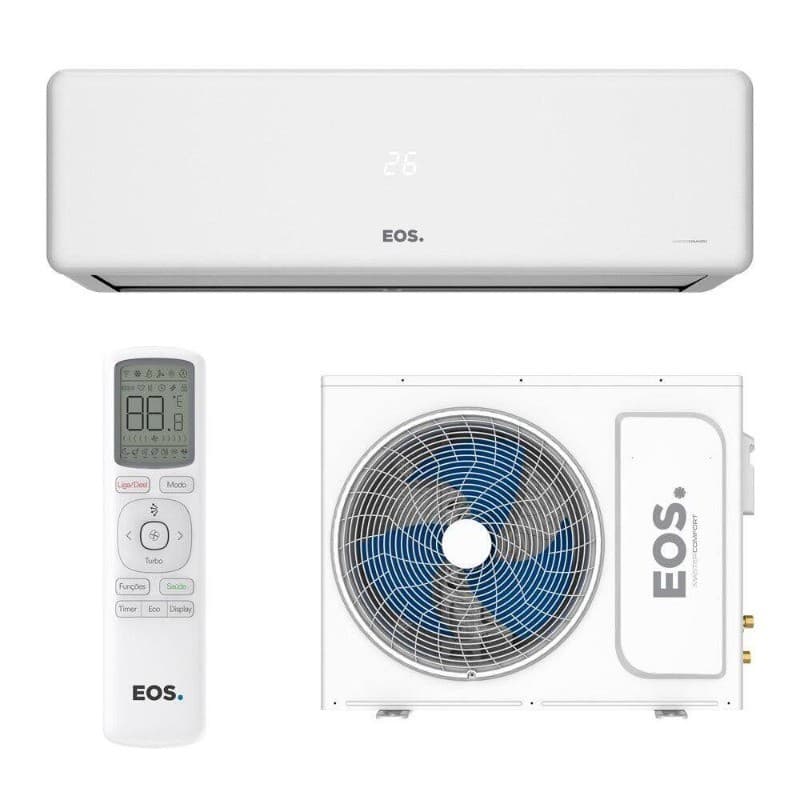 Ar-condicionado split convencional 9K BTUs só frio 220V branco com controle remoto e ventoinha azul