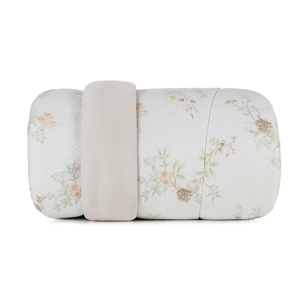 Edredom queen Altenburg cetim 300 fios floral, três peças, fundo branco