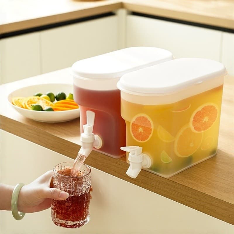 Suqueira Plastica 3L Torneira Tampa Geladeira Bebidas Agua Saborizada Suco Refresqueira Compacta