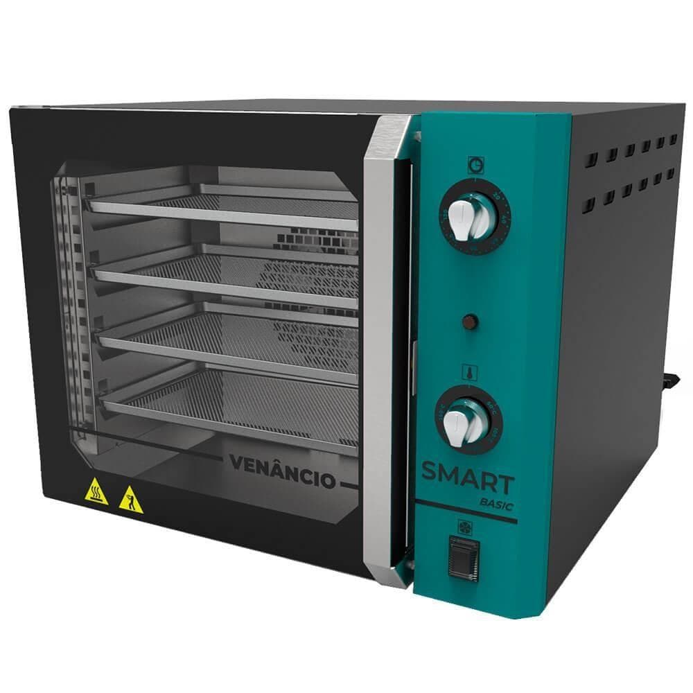 Forno Industrial Convector Venâncio Elétrico Smart Basic Azul com 4 esteiras, corpo preto, 220v, FCSB4E