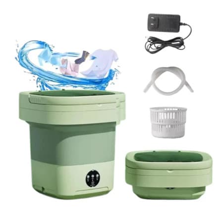 Mini máquina de lavar dobrável portátil verde para meias e roupas íntimas