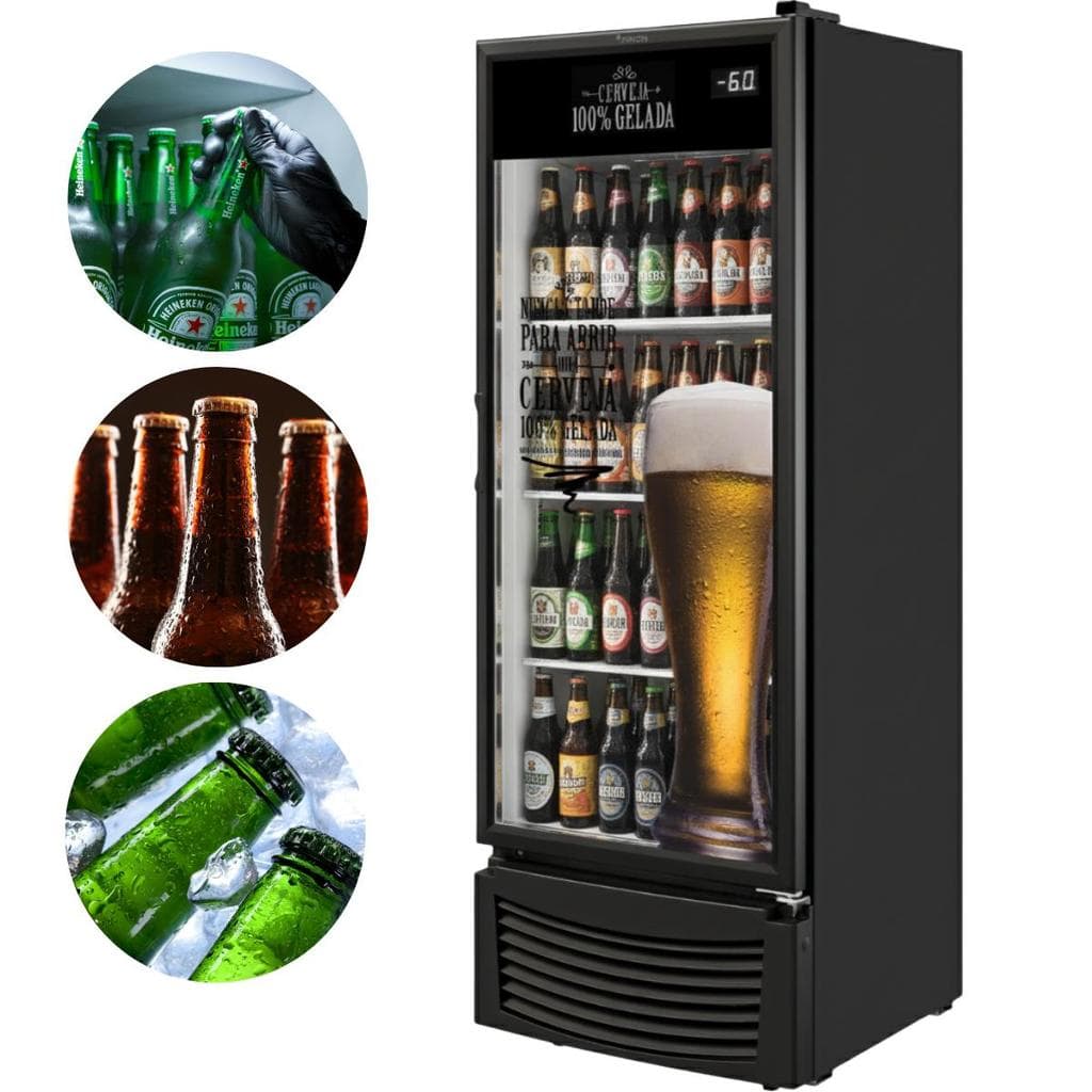 Cervejeira Vertical Frost Free 402 Litros Porta de Vidro Adesivada VCFC402V Fricon