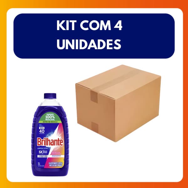 Kit com 4 unidades de detergente líquido Brilhante 3 litros azul