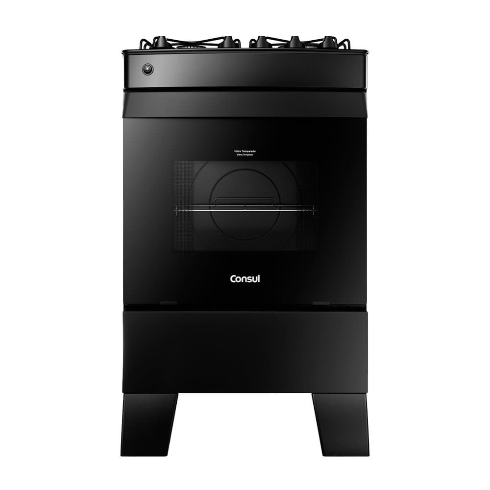 Fogão de Piso Consul 4 Bocas CFO4VCEUNA - Mesa de Vidro Preto Bivolt