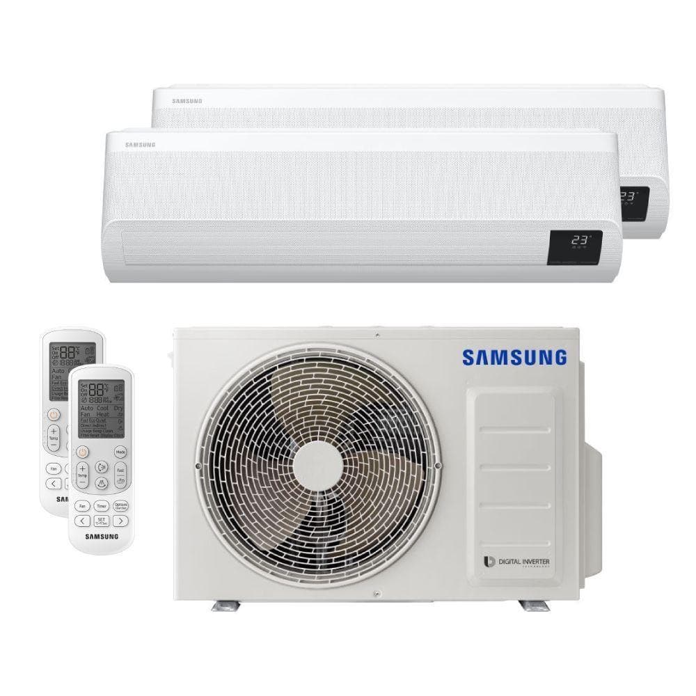 Ar condicionado multi bi-split Samsung Wind Free 18000 BTUs branco com controles remotos