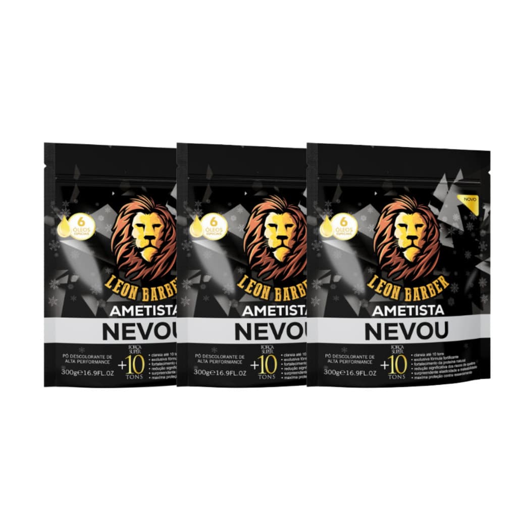 3 Unidades De Pó Descolorante Leon Barber Ametista 300g