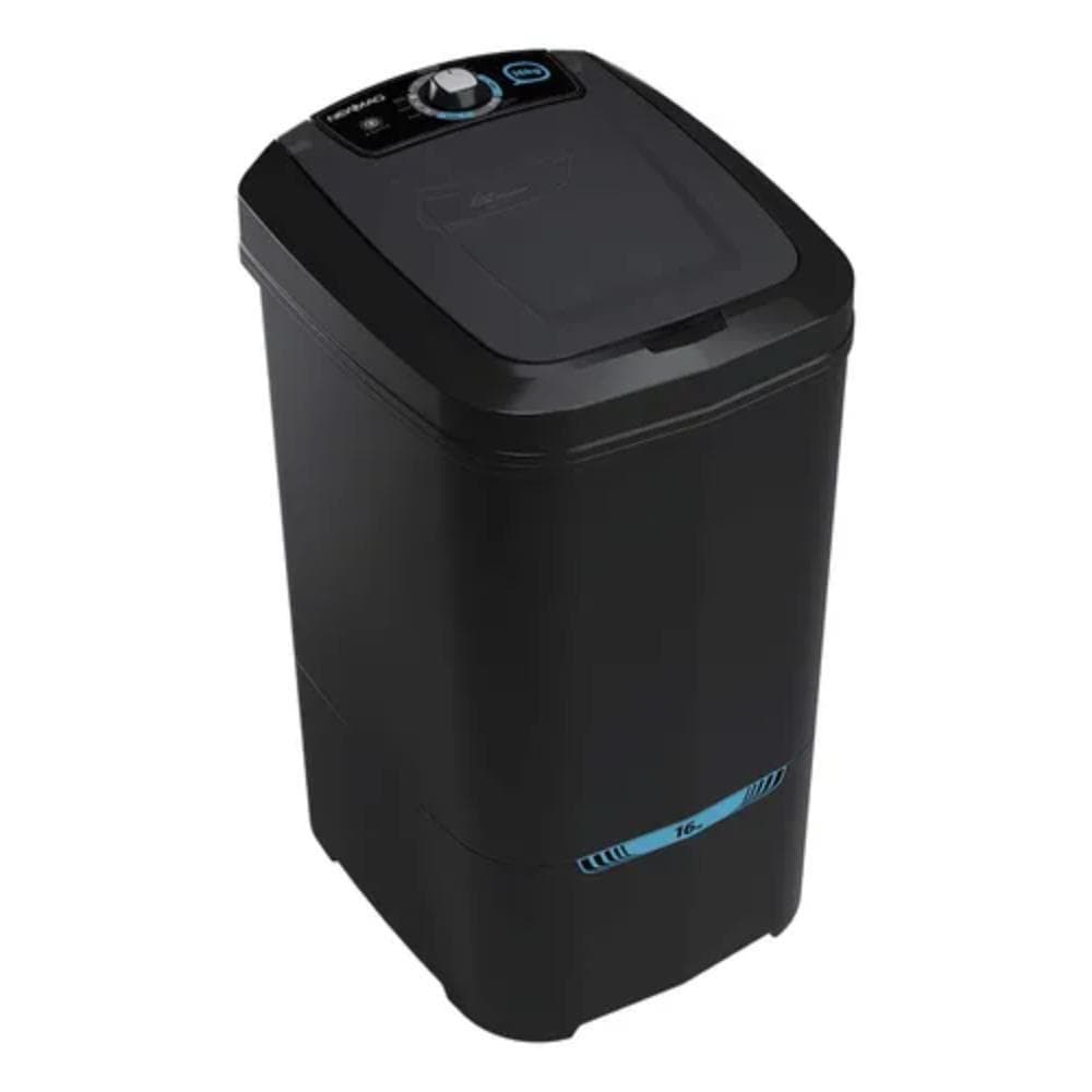Tanquinho De Lavar Roupa 16kg Newmaq Semiautomático com 9 Programas de Lavagem Preto 127V