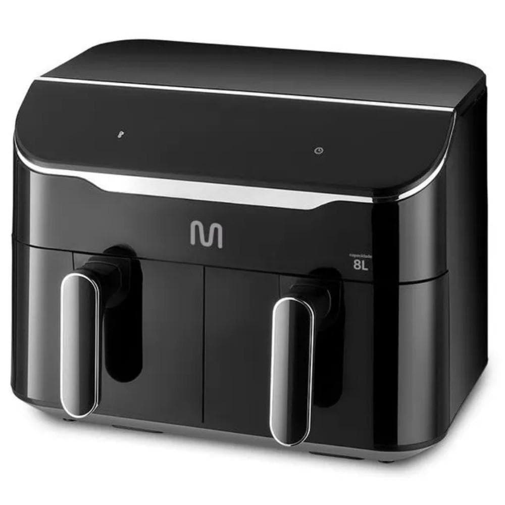 Fritadeira Elétrica Air Fryer 8 Litros com 2 Gavetas Preta 1800W 127V MULTILASER