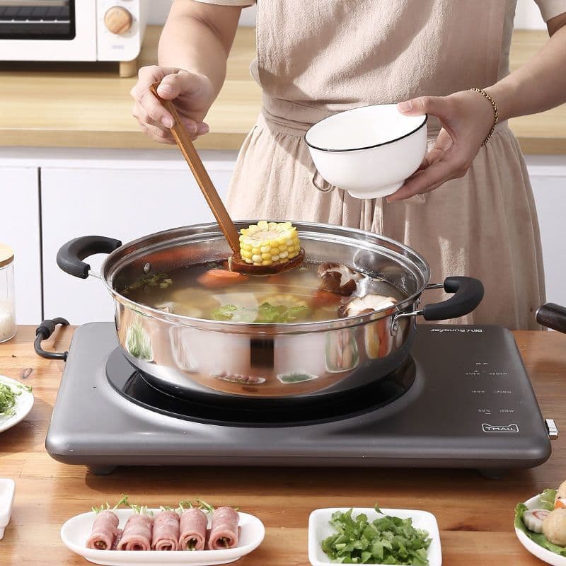 Panela de sopa grossa de aço inoxidável, panela quente doméstica, panela de sopa, panela quente, fogão de indução, fogão
